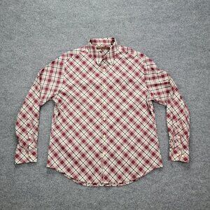 Perry Ellis Shirt Mens XL Red Argyle Diamond Button Up Long Sleeve Preppy Casual